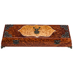 0080339 Нат.дерево ШКАТУЛКА "Король-Олень" 37*13*7,5см Корень секвои, карельская береза