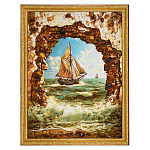 Картина янтарная "Корабль" 60х80 см