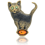 0045180/1117.4 Брошь Котишка (коньячный)