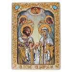 0044776-RTI-648-4.m/21*29см Икона подарочная "Петр и Феврония" мор.дуб  в ПУ