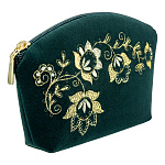 -2090000006292 Косметичка тк.бархат Мод 294 Рис 775 А разм 11*17*3 /тк.бархат т-зелёный /4.23