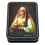 0074695 Шкатулка с росписью  "Женский портрет " 8*10*3 см