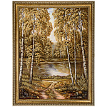 0046763/ЛО-60*80см Картина янтарная "Березы у воды"  