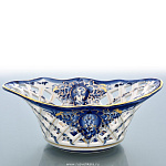 -коб Гжель КОНФЕТНИЦА "КОРЗИНКА малая ОВАЛЬНАЯ"