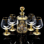  Златоуст Коньячный питейный набор ШТОФ+4 бокала в П/У