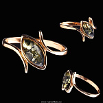 820025/1,76г  Серебро 925* КОЛЬЦО вст.Янтарь позолота