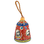 0074430 Сувенир  КОЛОКОЛЬЧИК "ИЗ РОССИИ С ЛЮБОВЬЮ"матр красн керамика 5 см