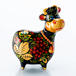 0057203/черн Хохлома СИМВОЛ ГОДА 2021 БЫК С ЦЕПЬЮ (фарфор)