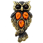 0049806/2054.4 Брошь Филин Ночь (коньячный)