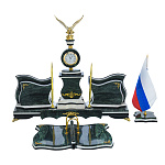 201466 Нат.камень НАБОР настольный ПИСЬМЕННЫЙ  "ОРЕЛ"змеевик