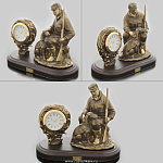 0139071/часы Бронза Скульптура "Охотник" 