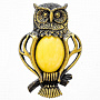 Брошь с янтарной вставкой "Сова мудрая" (белый), фотография 2. Интернет-магазин ЛАВКА ПОДАРКОВ