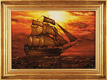 Картина янтарная "Корабль"