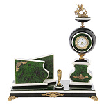 0011899/6651  Нат.камень Часы - визитница "Г.Победоносец" змеевик зеленый