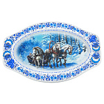 0072568  Хохлома ПОДНОС "Зимняя тройка" 40*26см Арт Р35 