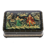 0044928/14*10см  Лаковая миниатюра Палех ШКАТУЛКА "Парочка" Камардина