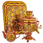 0072446 Самовар электрический "КУДРИНА" красная,орех 3 л