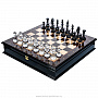 Деревянный шахматный ларец с хрустальными фигурами 48х48 см, фотография 1. Интернет-магазин ЛАВКА ПОДАРКОВ