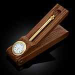 0026716 Златоуст НАБОР ПИСЬМЕННЫЙ "РОССИЯ" (с часамы) ручка короной+подставка