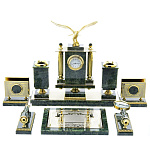 0049086/Ф Нат.камень НАБОР настольный ПИСЬМЕННЫЙ "ОРЕЛ" нефрит