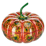 0034636-200*110  Хохлома ШКАТУЛКА "ТЫКВА"  коллекционное изделие 7604