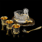 0036441 Златоуст ИКОРНИЦА "Стерлядка" СРЕДНЯЯ + 3 рюмки,  в П/У (896/3)