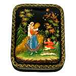 0073233/14*11см  Лаковая миниатюра Палех ШКАТУЛКА "Жница" МОДИНА