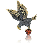 0045413/1187.4 Брошь Ястреб (коньячный)