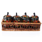 0010292 Хохлома НАБОР ДЛЯ СПЕЦИЙ (керамика,  баночки)