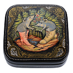   лаковая миниатюра ШКАТУЛКА "Мышки"8*8*2,5см Авт.Краснов