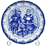 0018870/Прогулка Гжель Тарелка настенная "Сюжет" в ассортименте Д26см Авт. Алехин С.С.