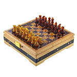 0069331 Янтарь Шахматный ЛАРЕЦ с фигурами 28*28*8,5см