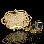 0074314 Златоуст Набор Стопок стекло 3 шт +поднос