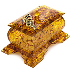 0068507/НП  Изделия из янтаря ШКАТУЛКА прямоугольная "Ветка адониса" 15*10*9см