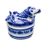  Гжель ИКОРНИЦА "ЩУКА"  в кобальте