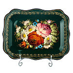 Поднос с авторской росписью "Цветы" 33х25 см