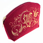 Косметичка бархатная "Романс". Бордовая с золотой вышивкой, фотография 5. Интернет-магазин ЛАВКА ПОДАРКОВ