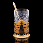 0064613/6658 Златоуст Подстаканник "Спасская башня"+ложка , в П/У SUV 6658