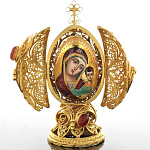 08019 Сувенир  ЯЙЦО пасхальное "ЛИКИ СВЯТЫХ" белый металл