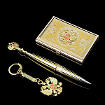 0035376 Златоуст НАБОР "РОССИЙСКИЙ":Визитница+ручка+брелок