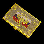 0012542/ФД Златоуст Визитница карманная "Герб РФ" эмаль в ПУ