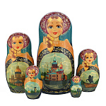 201135 Матрешка "СПб СПАС НА КРОВИ", 5 мест 18 см 