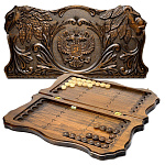 0035189 Нат.дерево 62*31см НАРДЫ резные "ЛЕВ/ГЕРБ/ОРЕЛ"