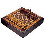 Шахматы с инкрустацией и фигурами из янтаря 30х30 см