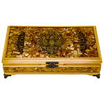 0063419 Янтарь Шкатулка мозаика "ГЕРБ РФ(янтарь, заливка)