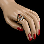 820947/фианит/5,06г  Серебро 925* КОЛЬЦО вст.Янтарь фианит р/п