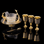 Набор с икорницей и стопками "Осетр". Златоуст
