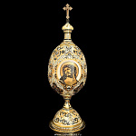 0024975 Златоуст ЯЙЦО пасхальное С ОБРАЗОМ Христа инкрустация, чернение серебра (240)