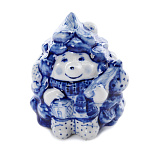 0025578  Гжель Скульптура "ЕЖИК КОЛЮНЯ" 5*9см Авт. Черновы Л.и В.