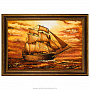 Картина янтарная "Корабль-парусник" 60х40 см, фотография 1. Интернет-магазин ЛАВКА ПОДАРКОВ